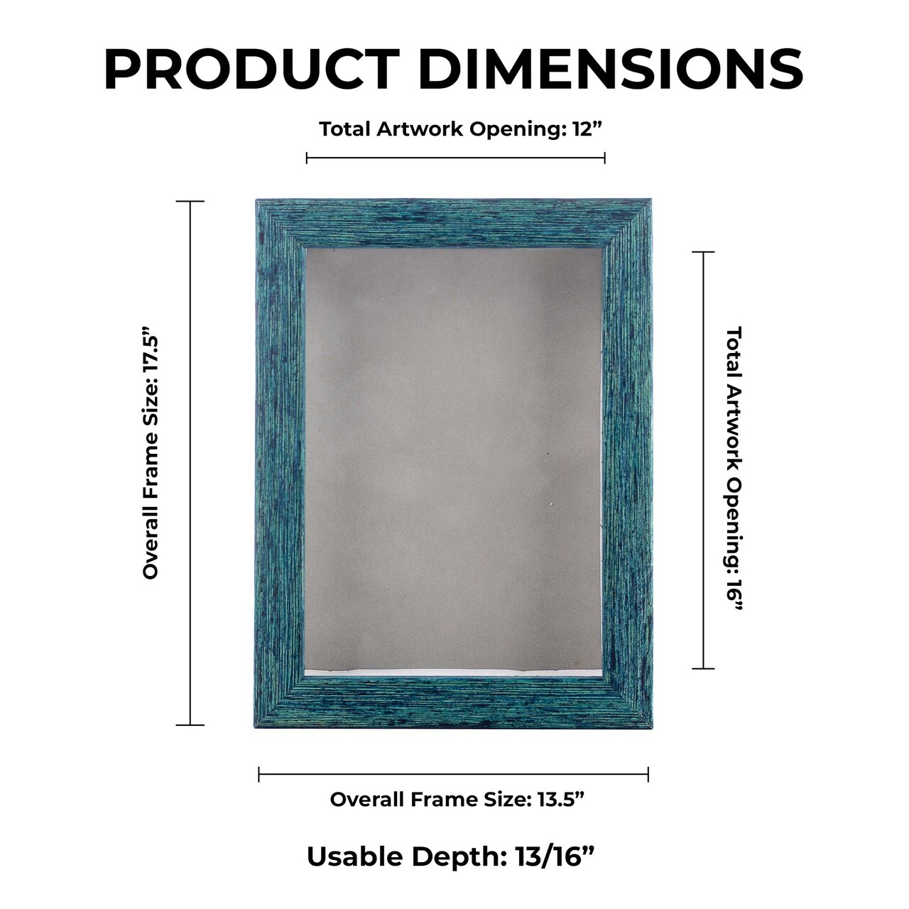 Rustic Blue Wood Shadow Box Frame with Acrylic Front - Light Brown Suede Backing, 30 Sizes